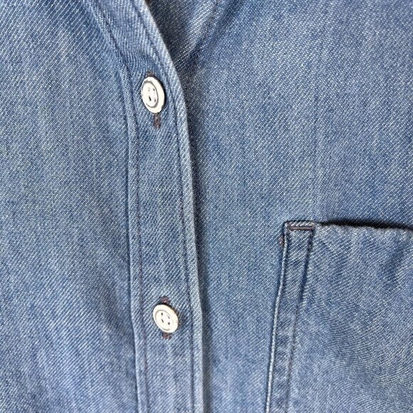 Prana Shirt Womens SZ Small Washed Out Denim Chambray 100% Organic Cotton Simple - Picture 8 of 15